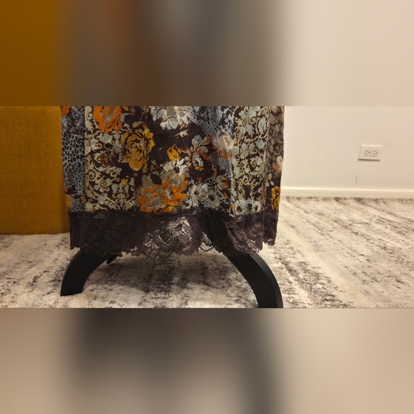 Free People Slip Brown Dress with Floral Accents, Size M. - Picture 10 of 15